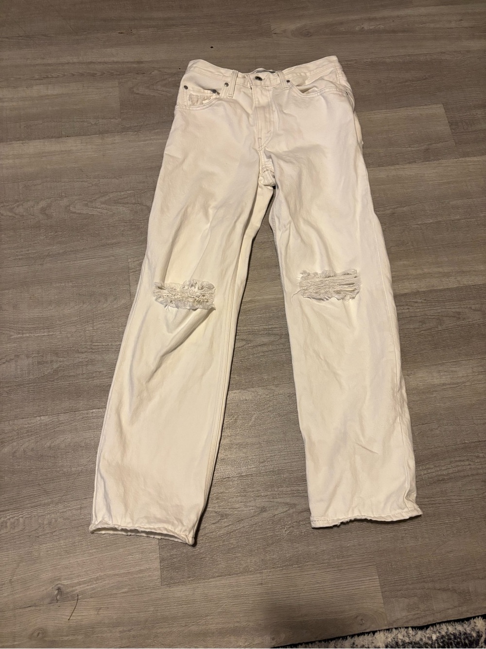 Levi’s Silver Tab Women’s 28 94’ Baggy Jeans White Distress Retro Straight Leg